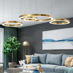 Modern Round Ring LED Pendant Lamp Dimmable Black Gold Brown for Bedroom Living Dining Room Hanging Home Decor Lusters Luminaire